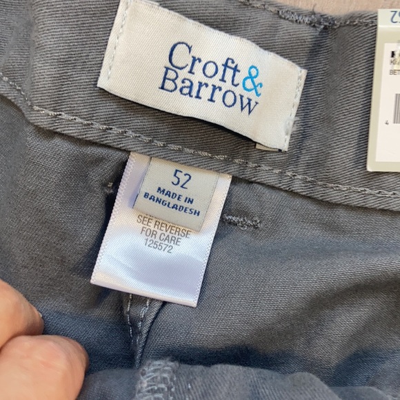 Price Firm Croft & barrow side elastic CARGO gray short cotton men size 52 - Picture 7 of 15